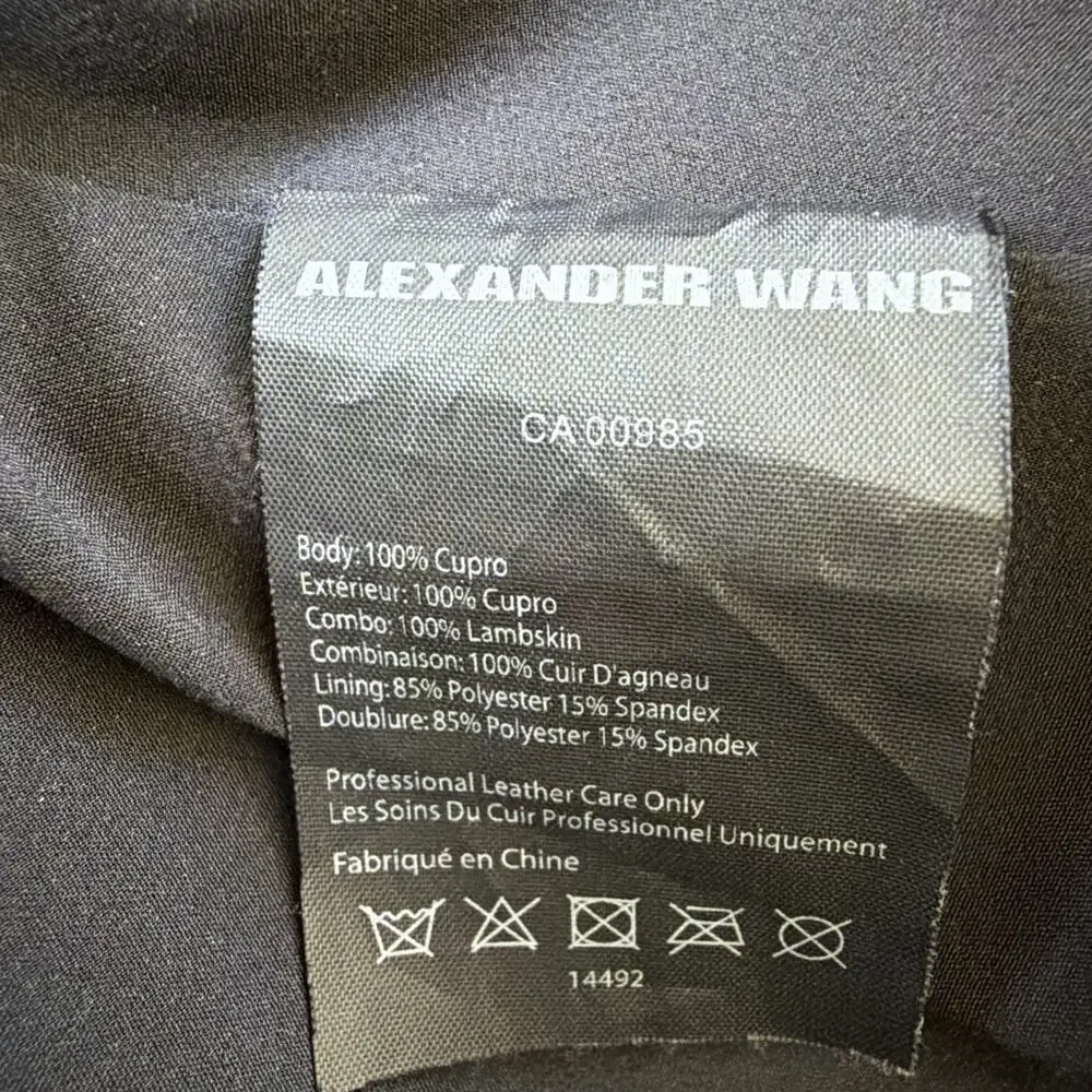 Alexander Wang Cupro Mini Skirt Black Womens Size 8 Multi Zip Edgy Designer
